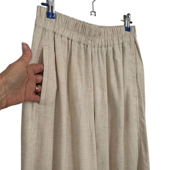 Umgee Wide Leg Pant with Elastic Waist, Pockets, & Ruffle Hem Oatmeal Size Small - Picture 3 of 9